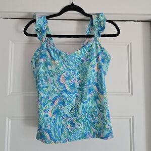 LILLY PULITZER LUXLETIC BRA TOP CORAL OF THE STORY MARIBU TANK TOP. WORN ONCE